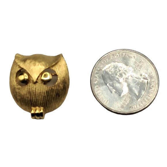 Vintage Trifari Owl Brooch Gold Tone Figural Pin Costume Jewelry Modernist - Picture 11 of 11